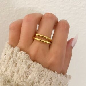 925 Sterling Silver Gold Bar Ring Minimalist Ring Dainty Gold Vermeil Ring